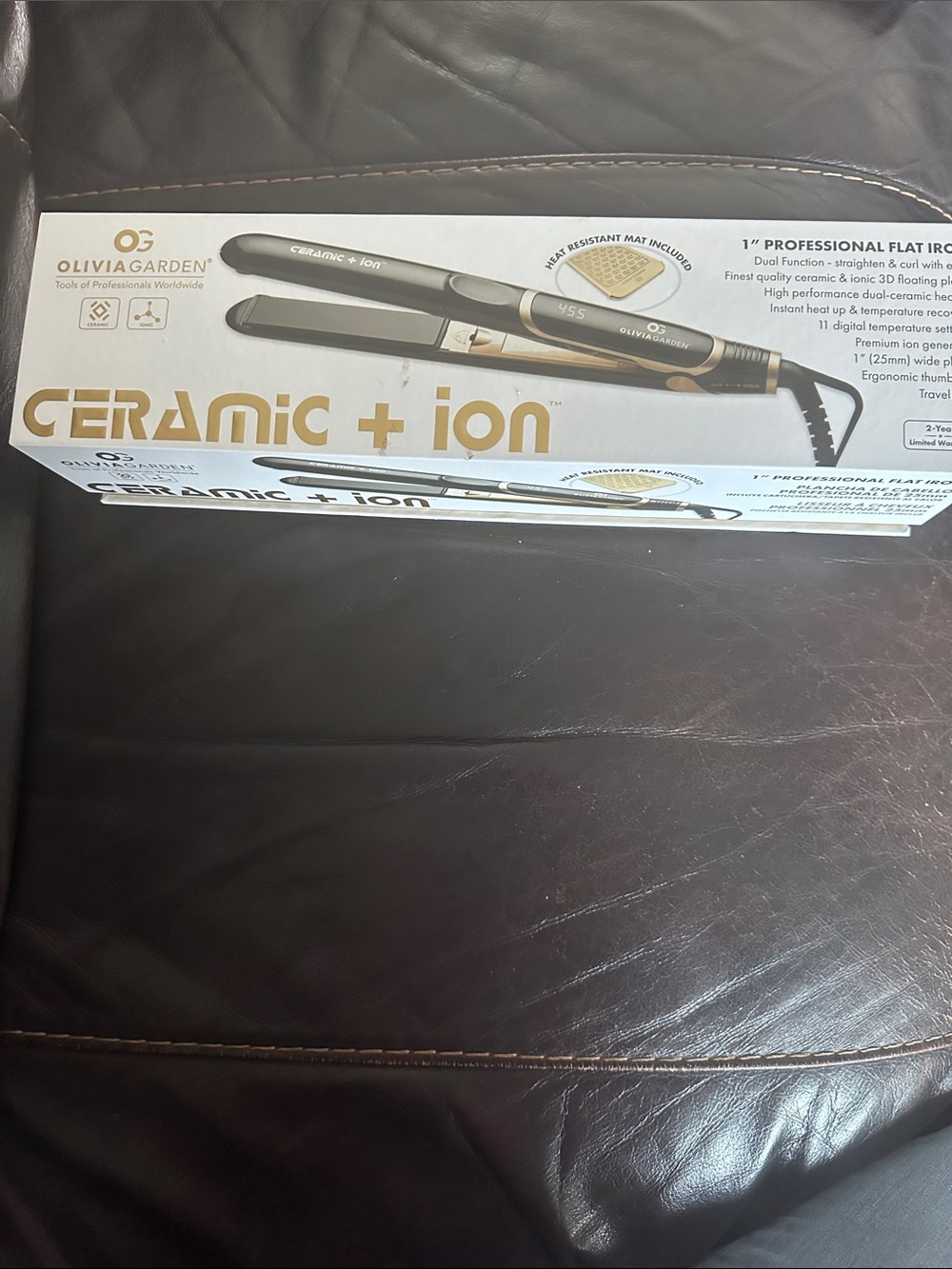 NEW Olivia Garden Ceramic + Ion 1" Flat Iron - Black/Gold